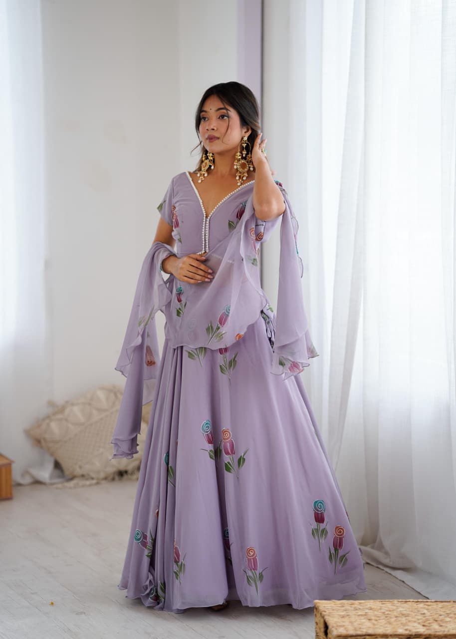 Wedding  Anarkali Purple Lehengha Choli