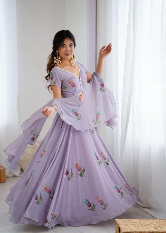 Wedding  Anarkali Purple Lehengha Choli