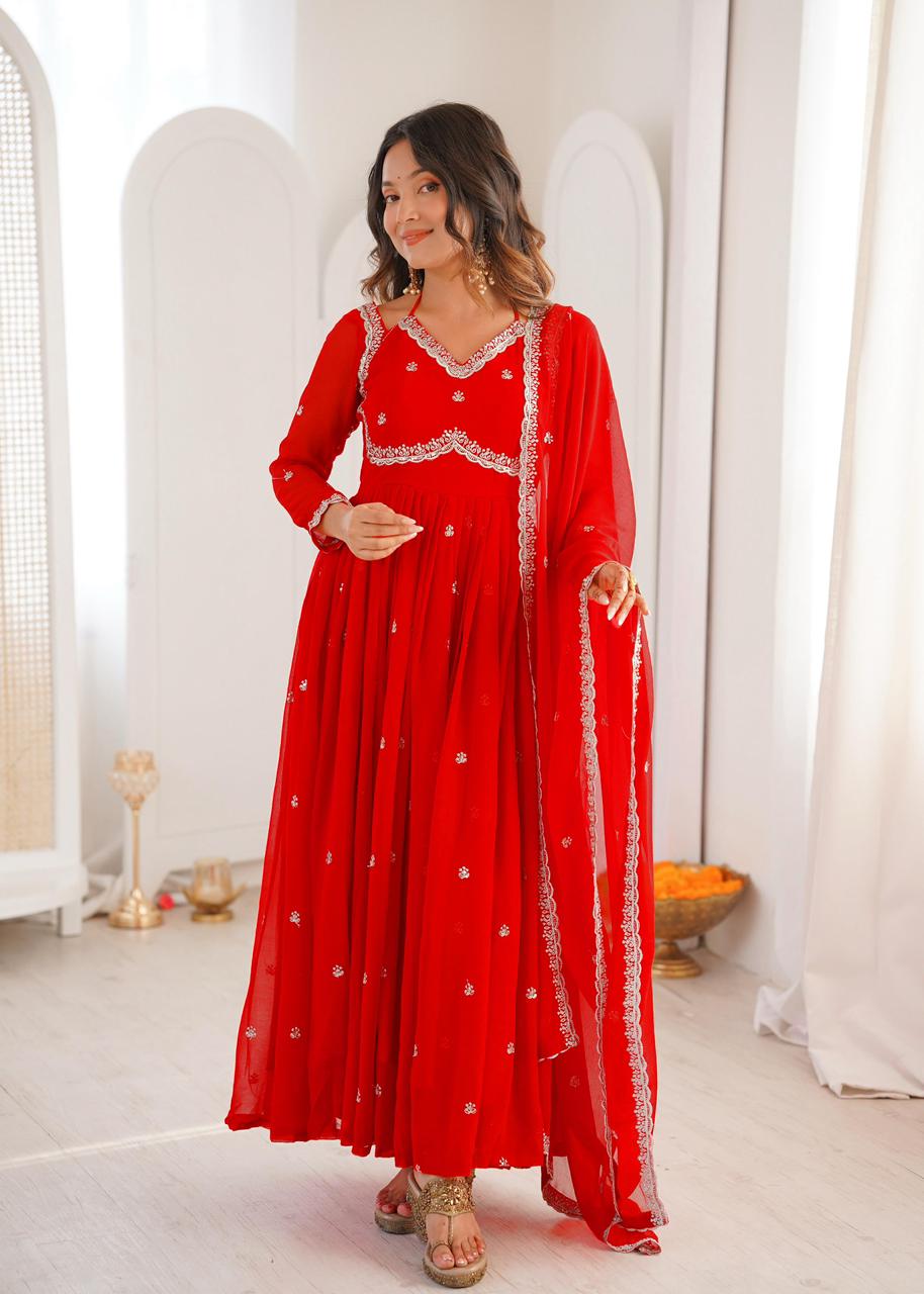 RED COLOR ANARKALI GOWN
