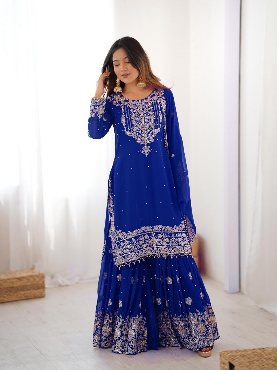 Stylish Wedding Celebration Top & Sharara Suit
