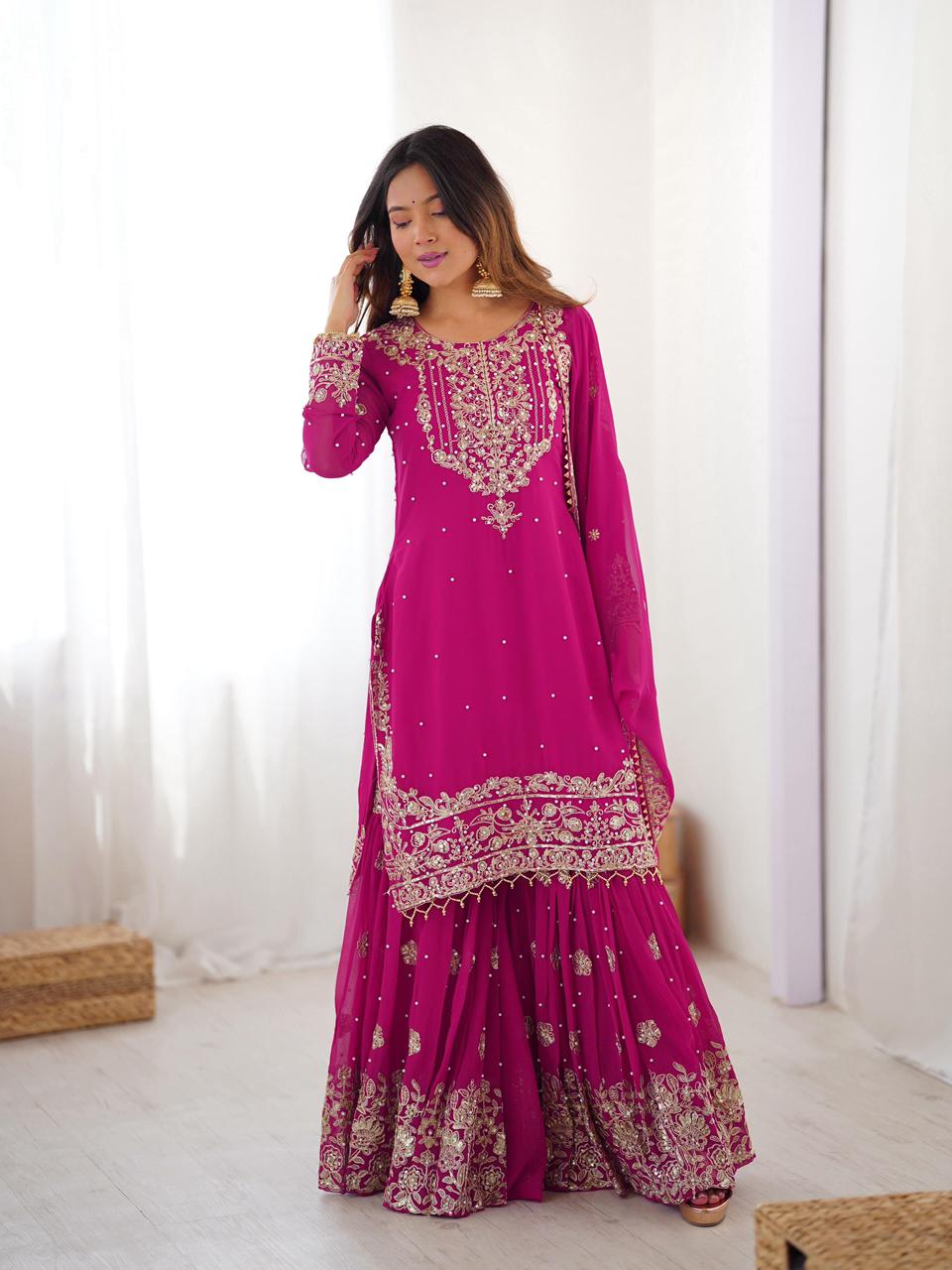 Stylish Wedding Celebration Top & Sharara Suit