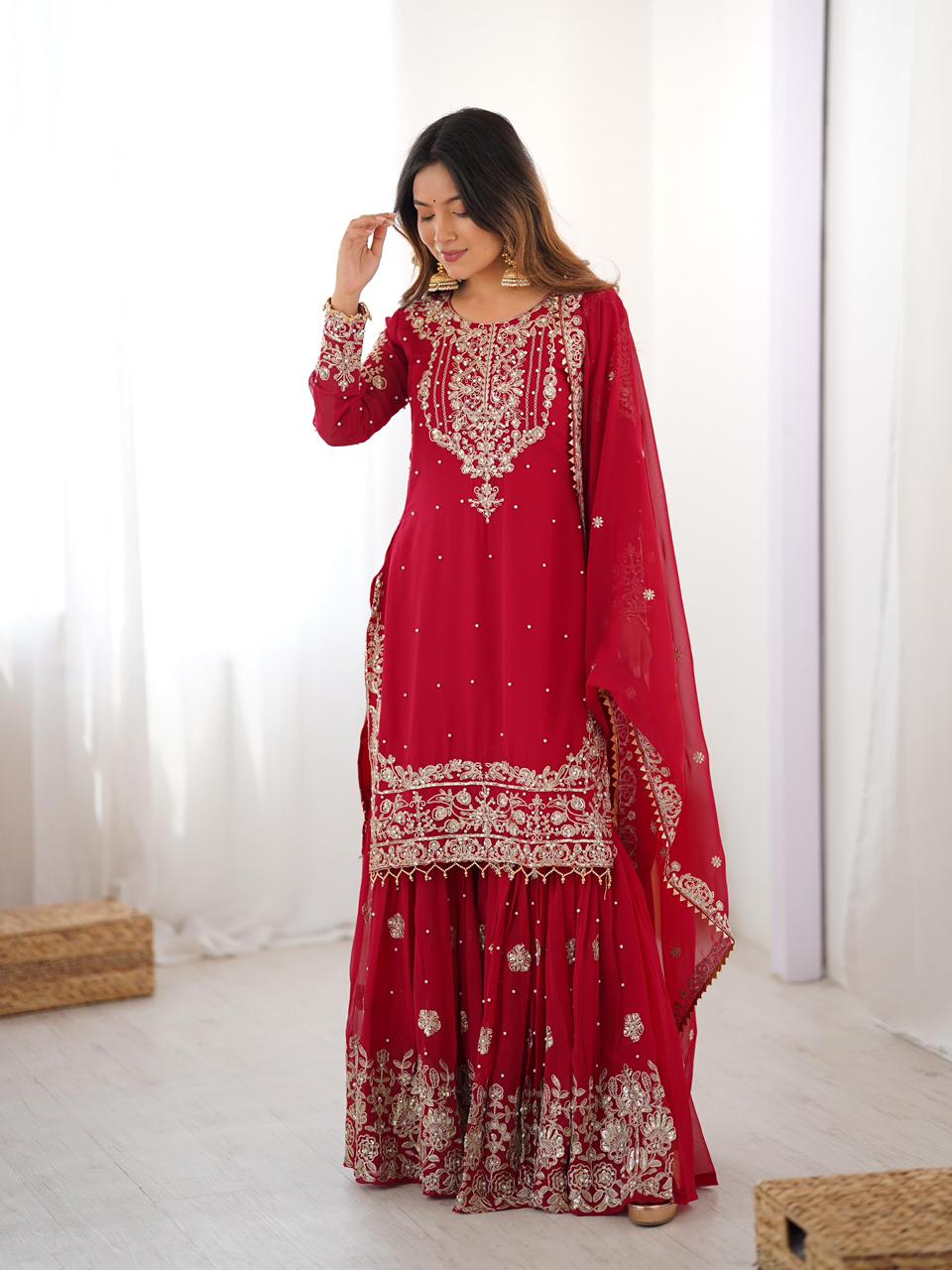 Stylish Wedding Celebration Top & Sharara Suit
