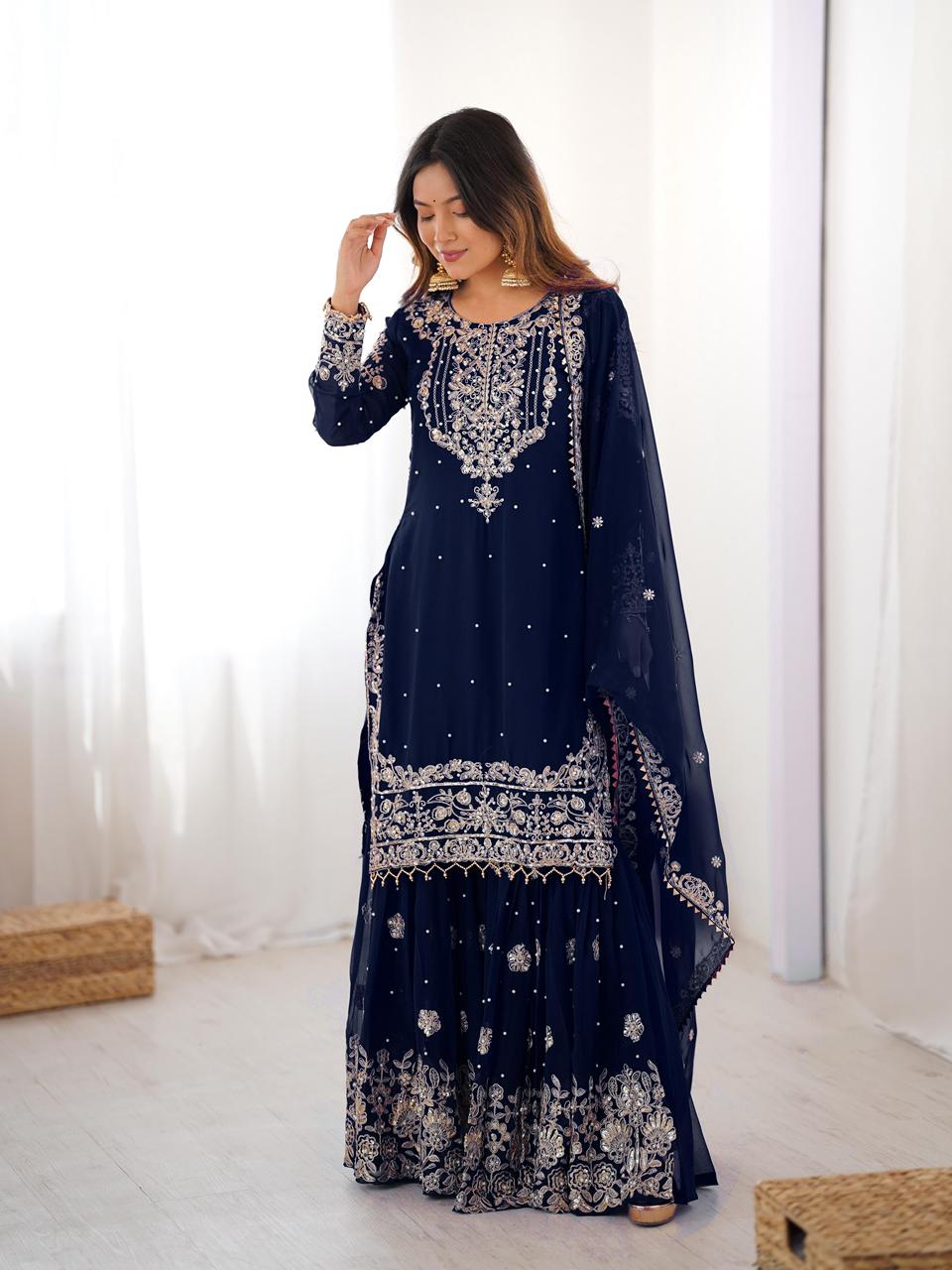 Stylish Wedding Celebration Top & Sharara Suit