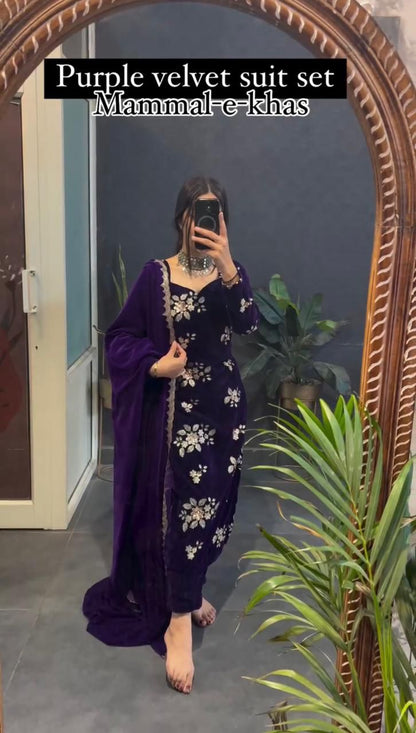 Latest Purple Color Top & Patiala Suit