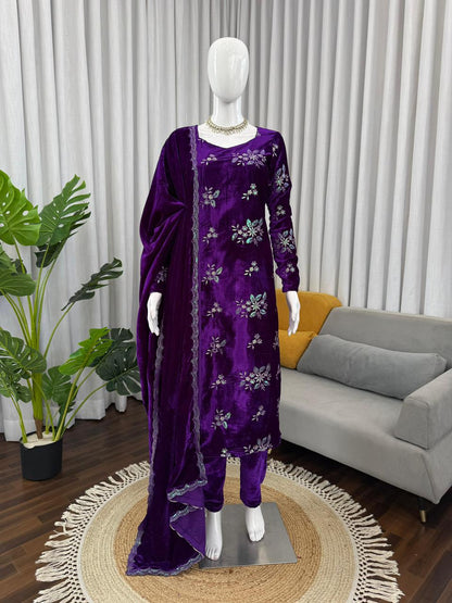 Latest Purple Color Top & Patiala Suit