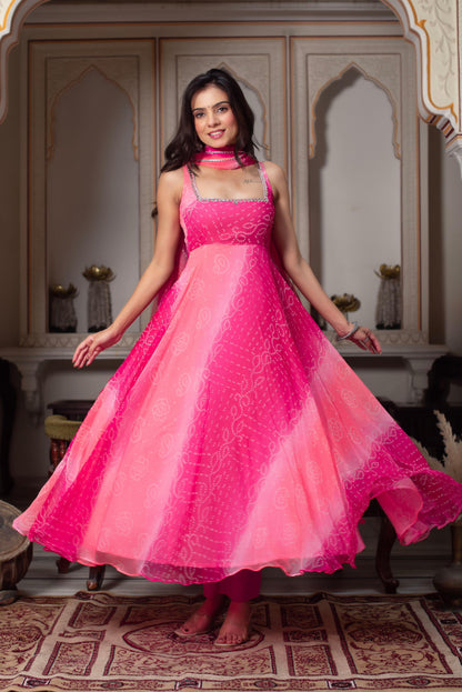 Most Elegance Pink Anarkali  Suit