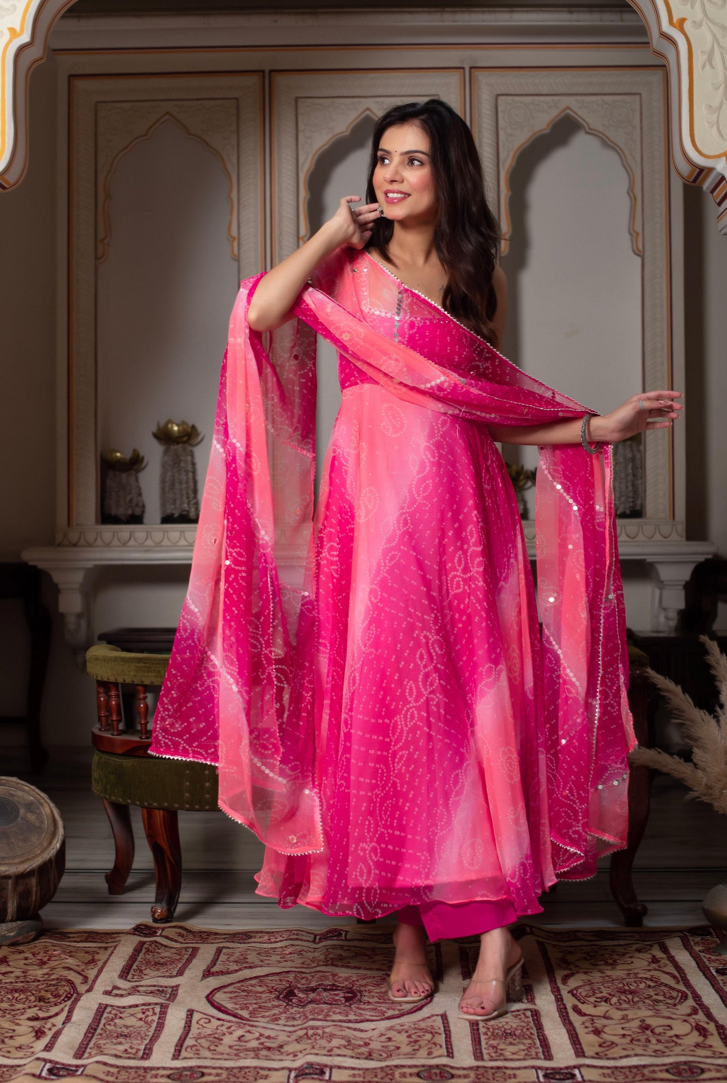 Most Elegance Pink Anarkali  Suit