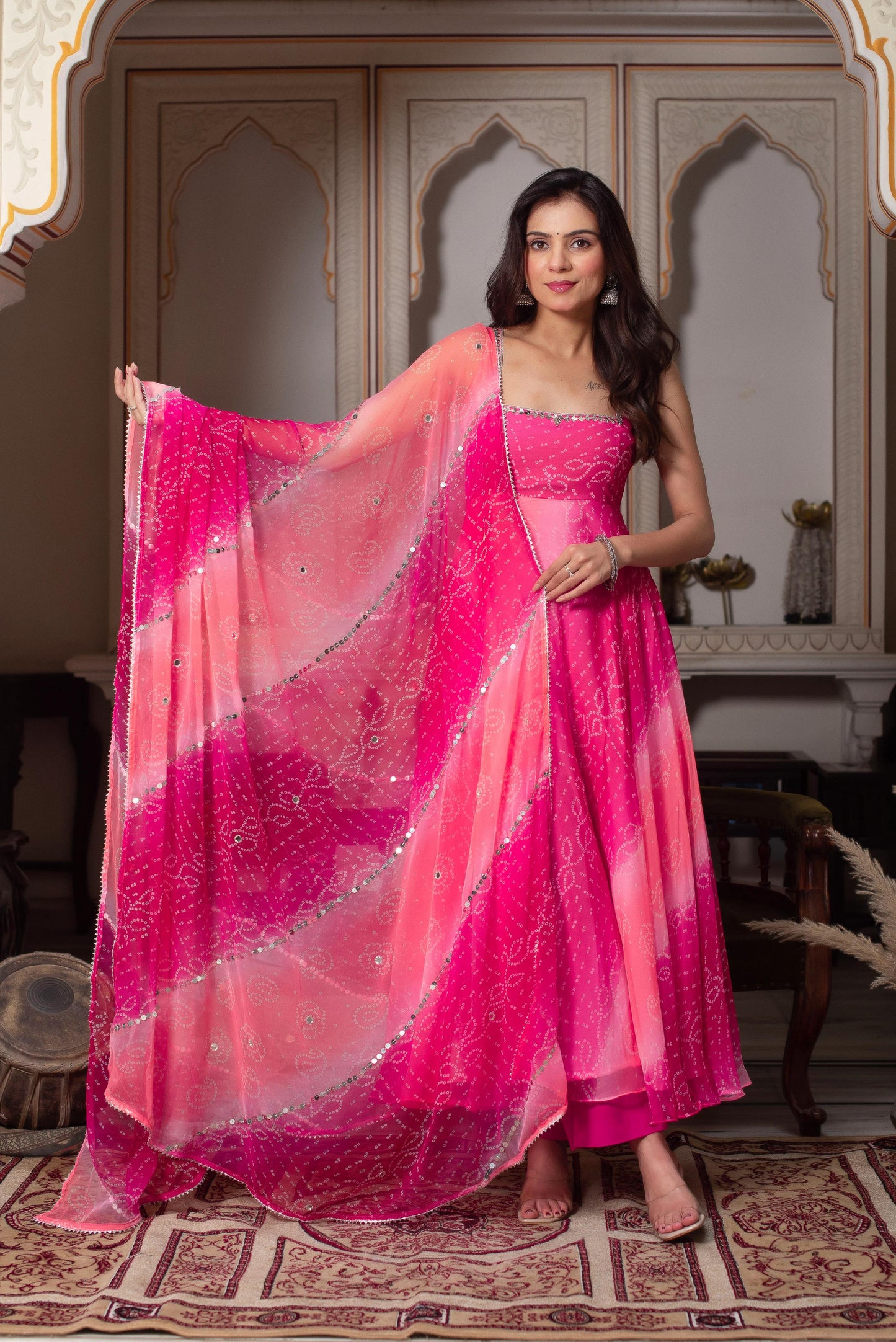 Most Elegance Pink Anarkali  Suit