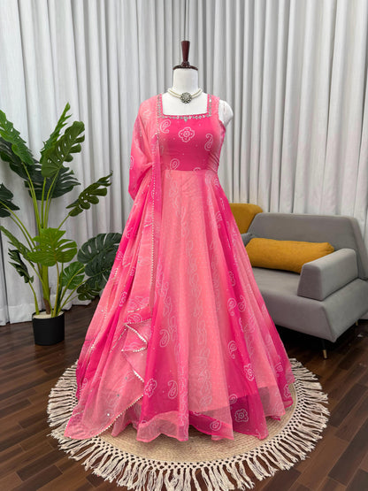 Most Elegance Pink Anarkali  Suit