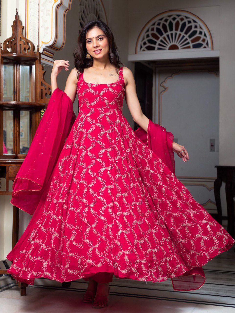 New Heavy Georgette Pink Color Anarkali Suit
