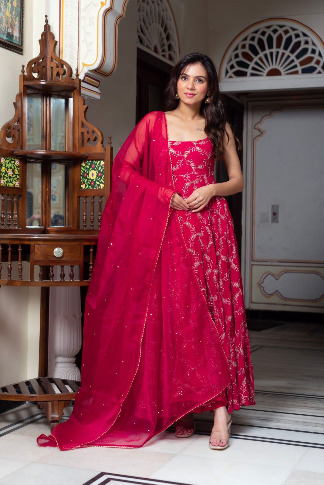 New Heavy Georgette Pink Color Anarkali Suit