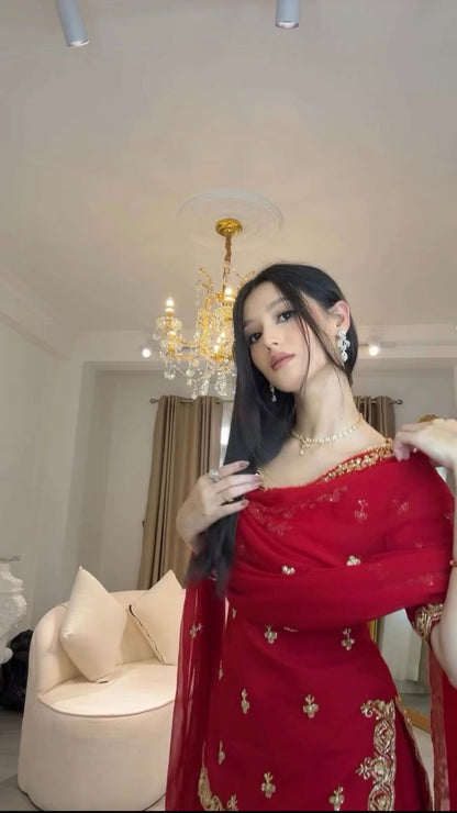 Stylish Wedding Celebration Top & Sharara Suit