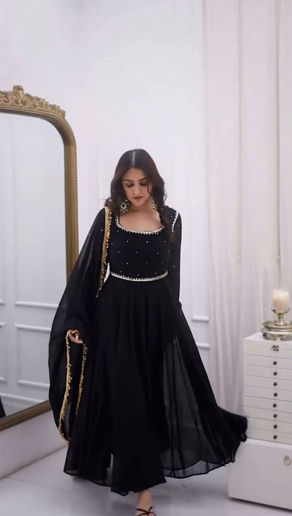 New Black Color Anarkali Suit With Dupatta
