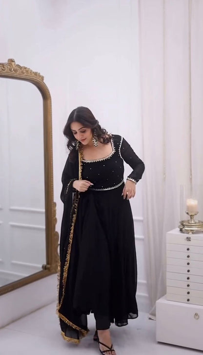 New Black Color Anarkali Suit With Dupatta AANIYAA New Black Color Anarkali Suit With Dupatta AANIYAA