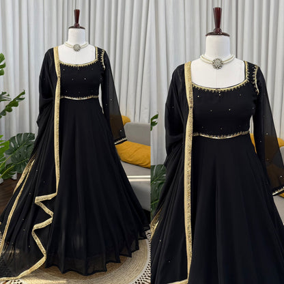 New Black Color Anarkali Suit With Dupatta