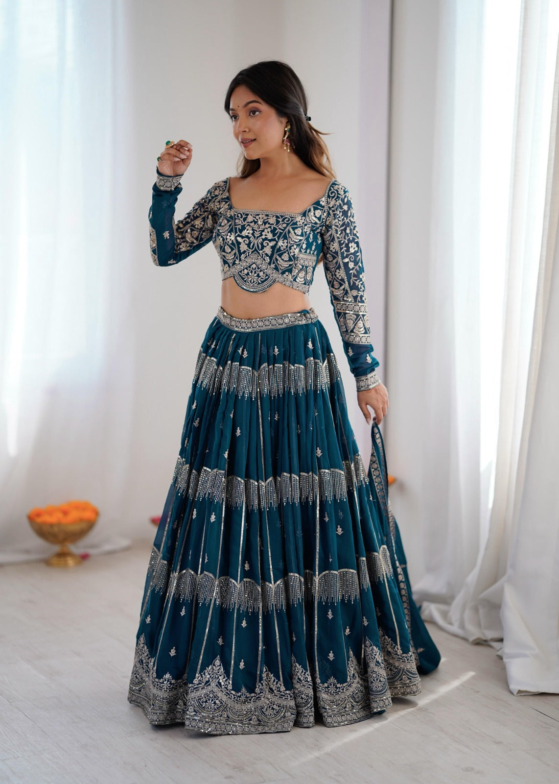 Wedding Special Blue Color  Anarkali Suit