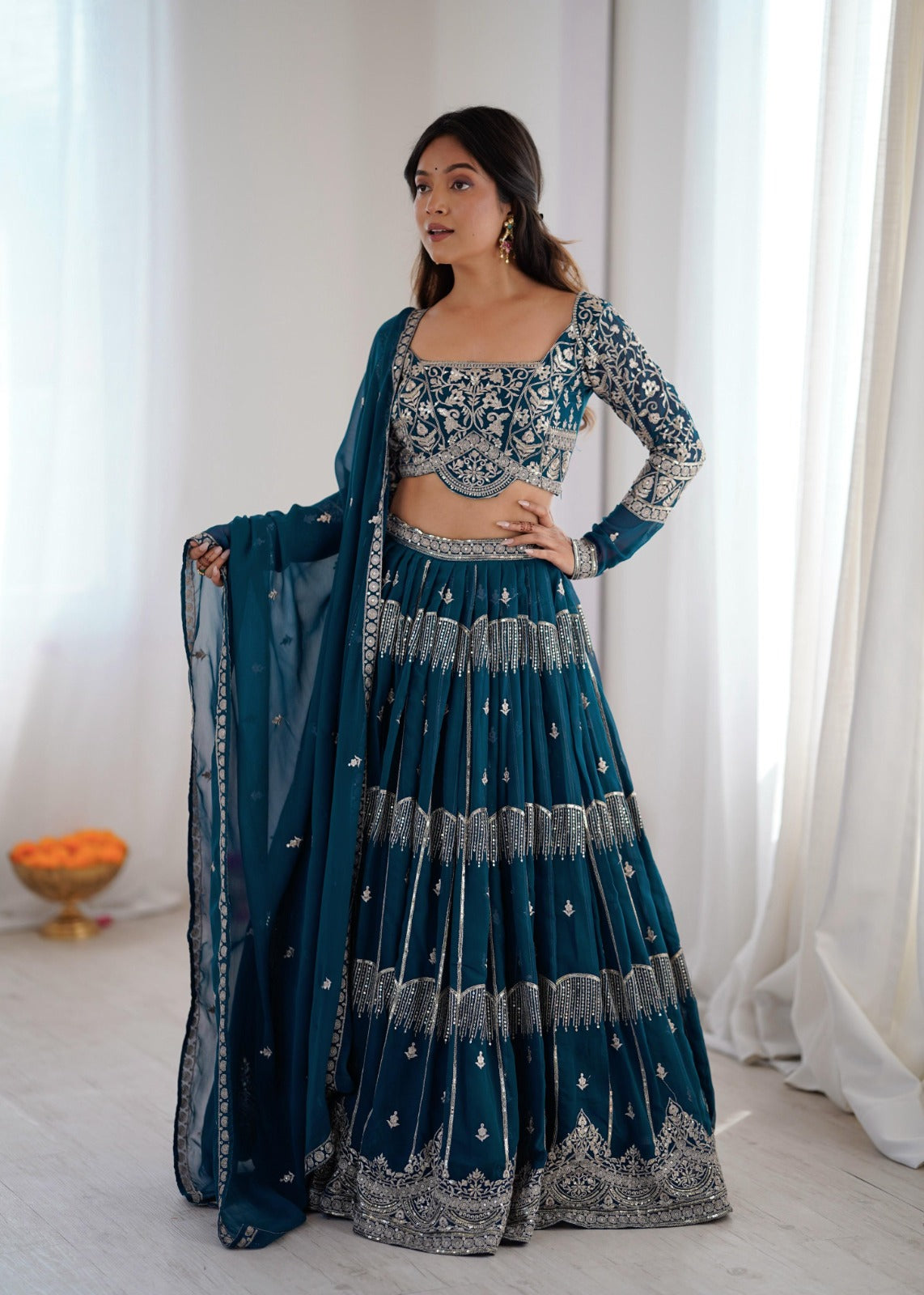 Wedding Special Blue Color  Anarkali Suit