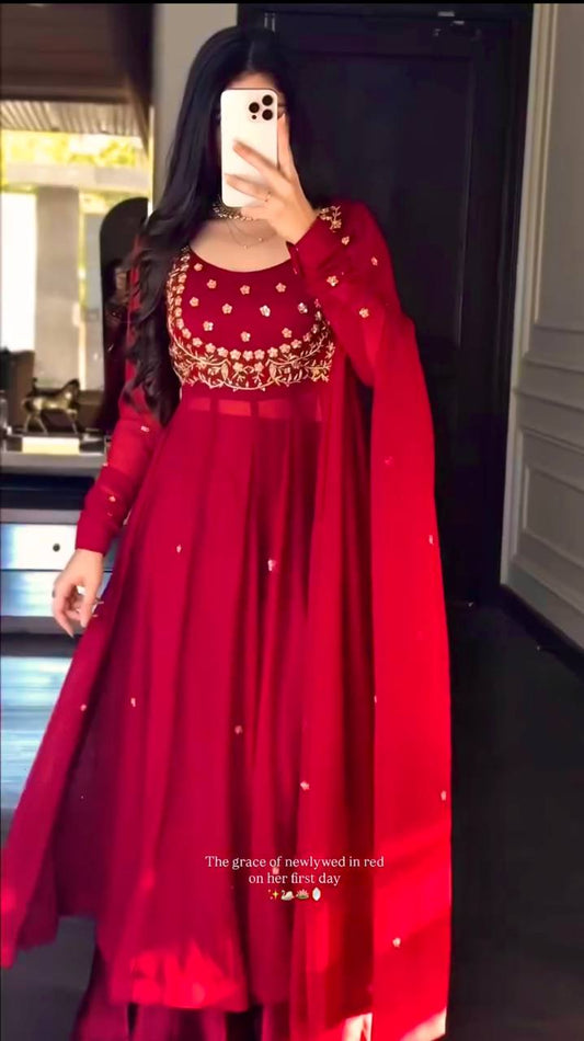 Latest Wedding Red Color Anarkali Suit