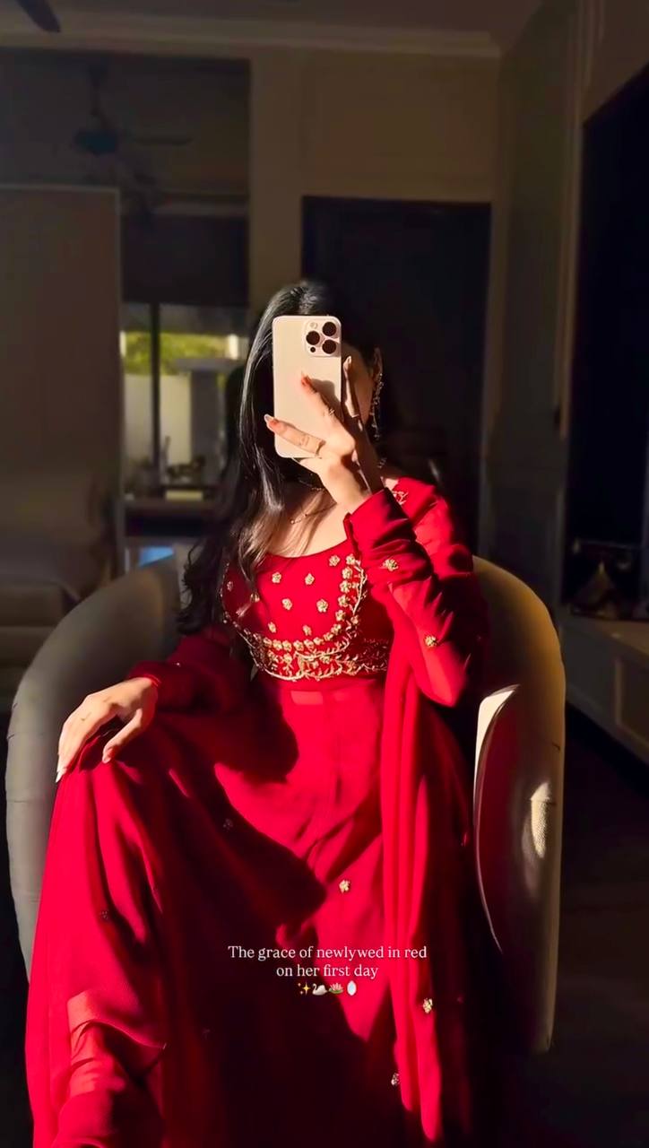 Latest Wedding Red Color Anarkali Suit