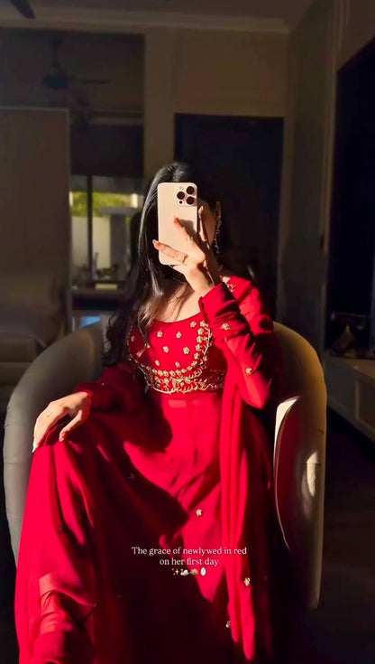 Latest Wedding Red Color Anarkali Suit