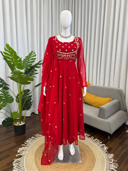Latest Wedding Red Color Anarkali Suit
