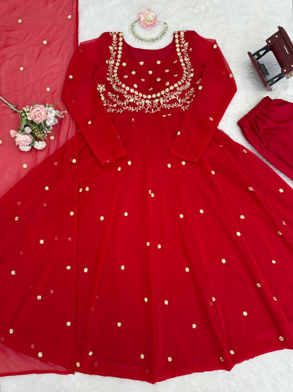 Latest Wedding Red Color Anarkali Suit