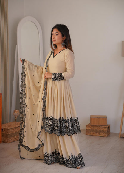 Stylish Wedding Celebration Top & Plazoo Suit