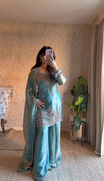 Festive Wedding Ready Top & Palazoo Suit