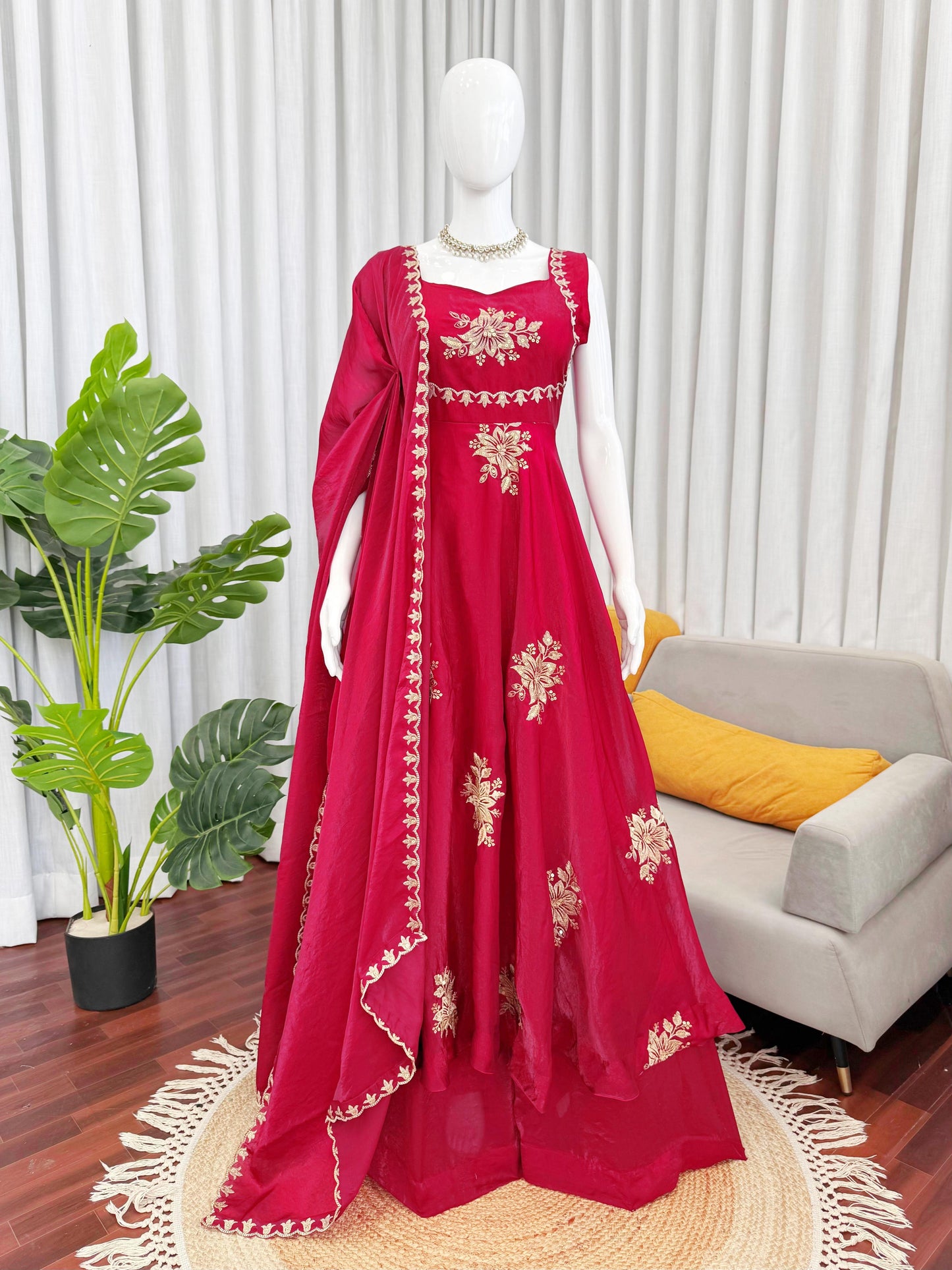 Premium Maroon Partywear Wedding Anarkali