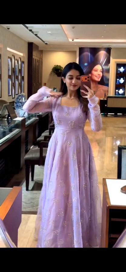 Wedding Specailly Bitworked lawender Anarkali