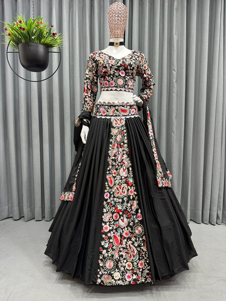 Designer Black Party Wear Georgette Lehenga