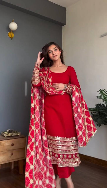 Fastival Specially Red Color Anarkali Suit