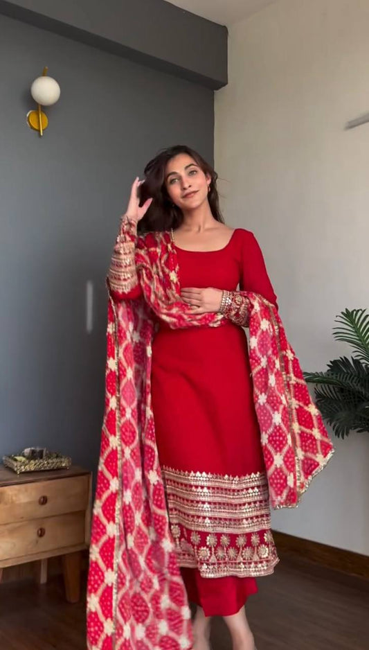 Fastival Specially Red Color Anarkali Suit