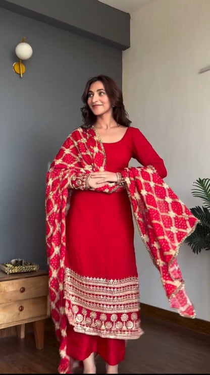 Fastival Specially Red Color Anarkali Suit
