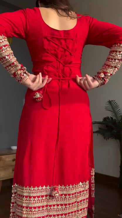 Fastival Specially Red Color Anarkali Suit
