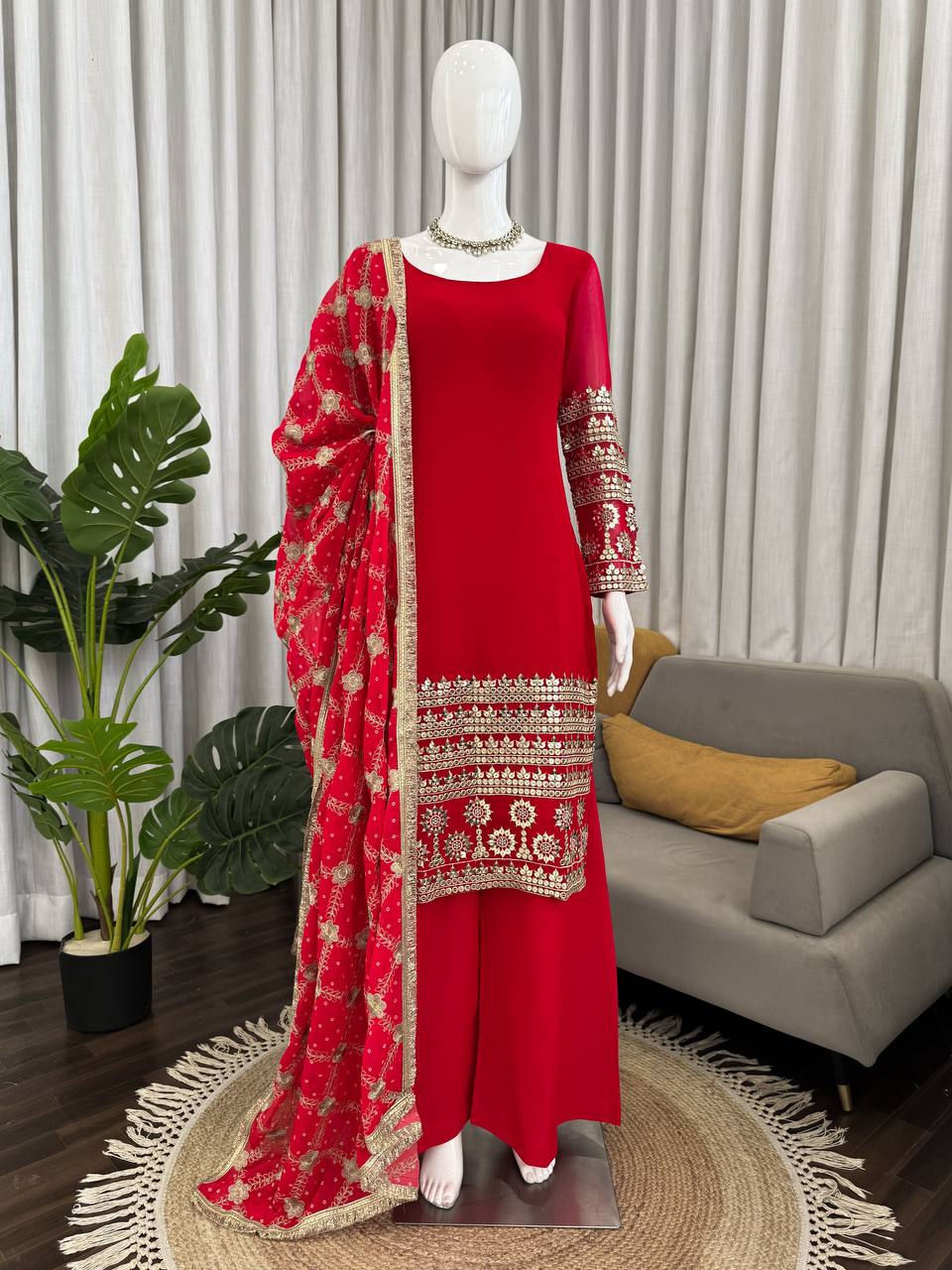 Fastival Specially Red Color Anarkali Suit