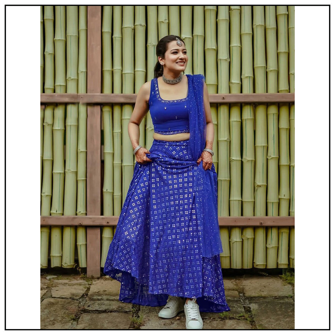 Trending Royal Blue Sequins Work Lehenga